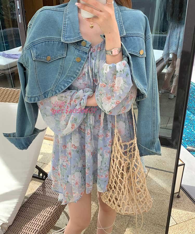 デニムジャケット レディース アウター ショート丈 おしゃれ 韓国 クロップド丈 秋 デニム ゆったり かわいい ボレロ 長袖 春 デニム get5a090602