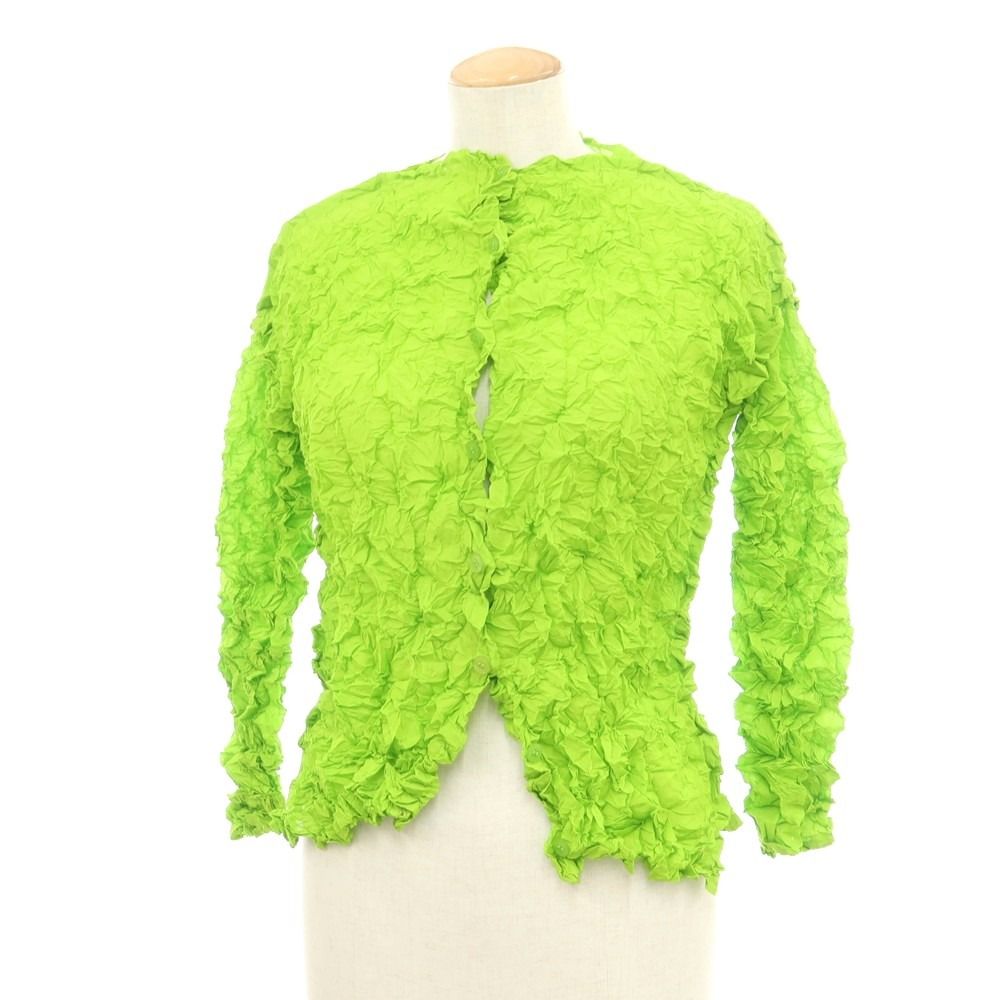 【中古】ミー イッセイミヤケ me ISSEY MIYAKE 2024年春夏 MERINGUE TOP クラッシュプリーツ カーディガン リーフグリーン【サイズ表記なし（M位）】【レディース】 中古】ミー イッセイミヤケ me ISSEY MIYAKE 2024年春夏