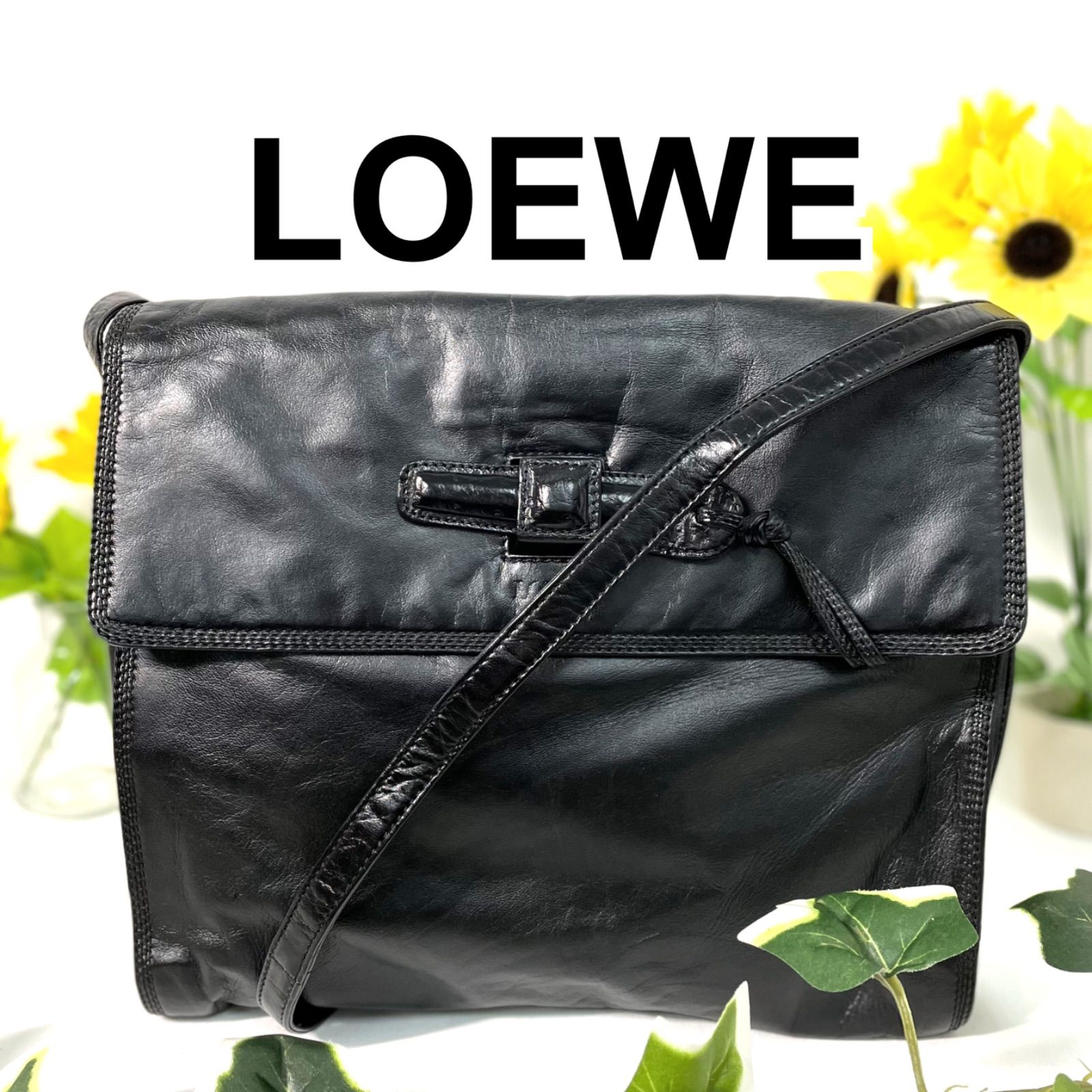 ロエベ LOEWE ナッパ レザー ショルダーバッグ ブラック - メルカリ