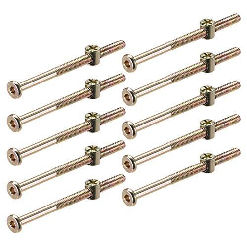M6 x 80mm 家具ボルトナット 六角穴付きボルト バレルナット ボルトセット 10セット入り (M6 x 80mm)