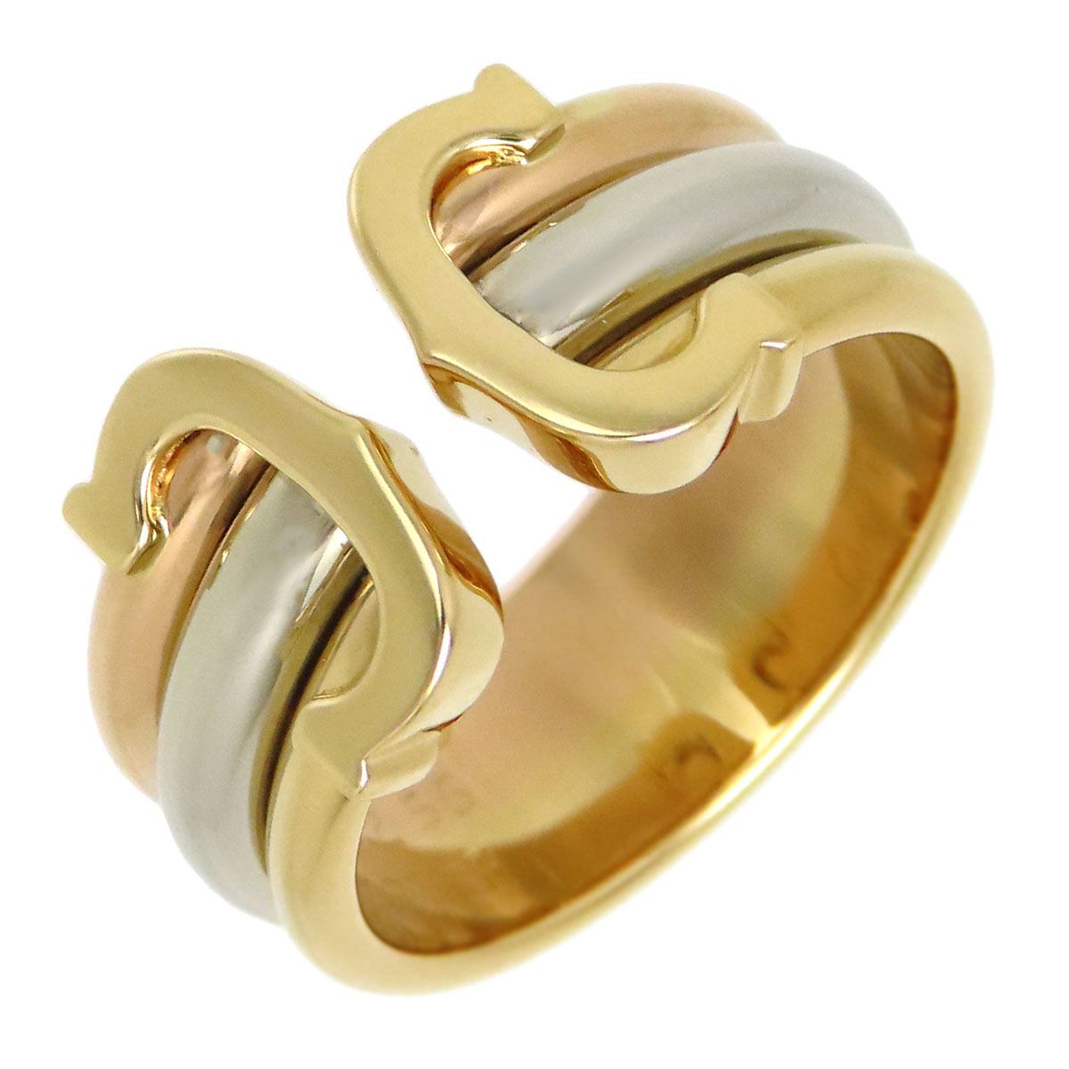 カルティエ 2C リング LM スリーカラーゴールド 55 750 K18YG K18WG K18PG ユニセックス CARTIER ジュエリー