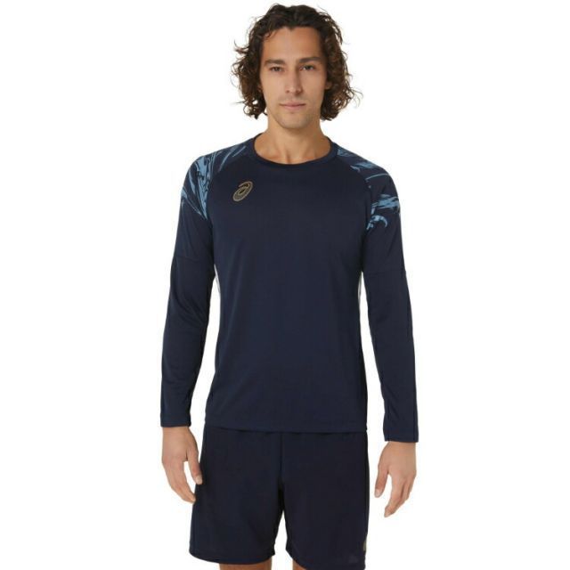 asics アシックス MID PRACTICE LS TOP ミッドナイト 3XL 2101A223 405 | スポーツ スポーツウェア サッカー フットサル ドライプラクティスシャツ トップス 長袖 ロンT クイックマジック メンズ フィット