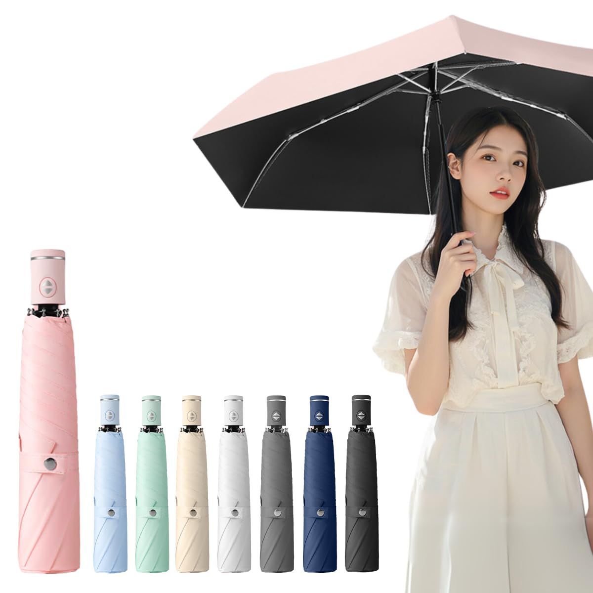 Color ピンク Prv スマホより軽い220g | 大きくて濡れない 折りたたみ傘 晴雨兼用 自動開閉 大きい 102cm 超撥水加工 ワンタッチ 日傘 体感温度-15℃ uvカット99% UPF50 遮光 遮熱 断熱 軽量 コンパクト 丈夫 折り畳