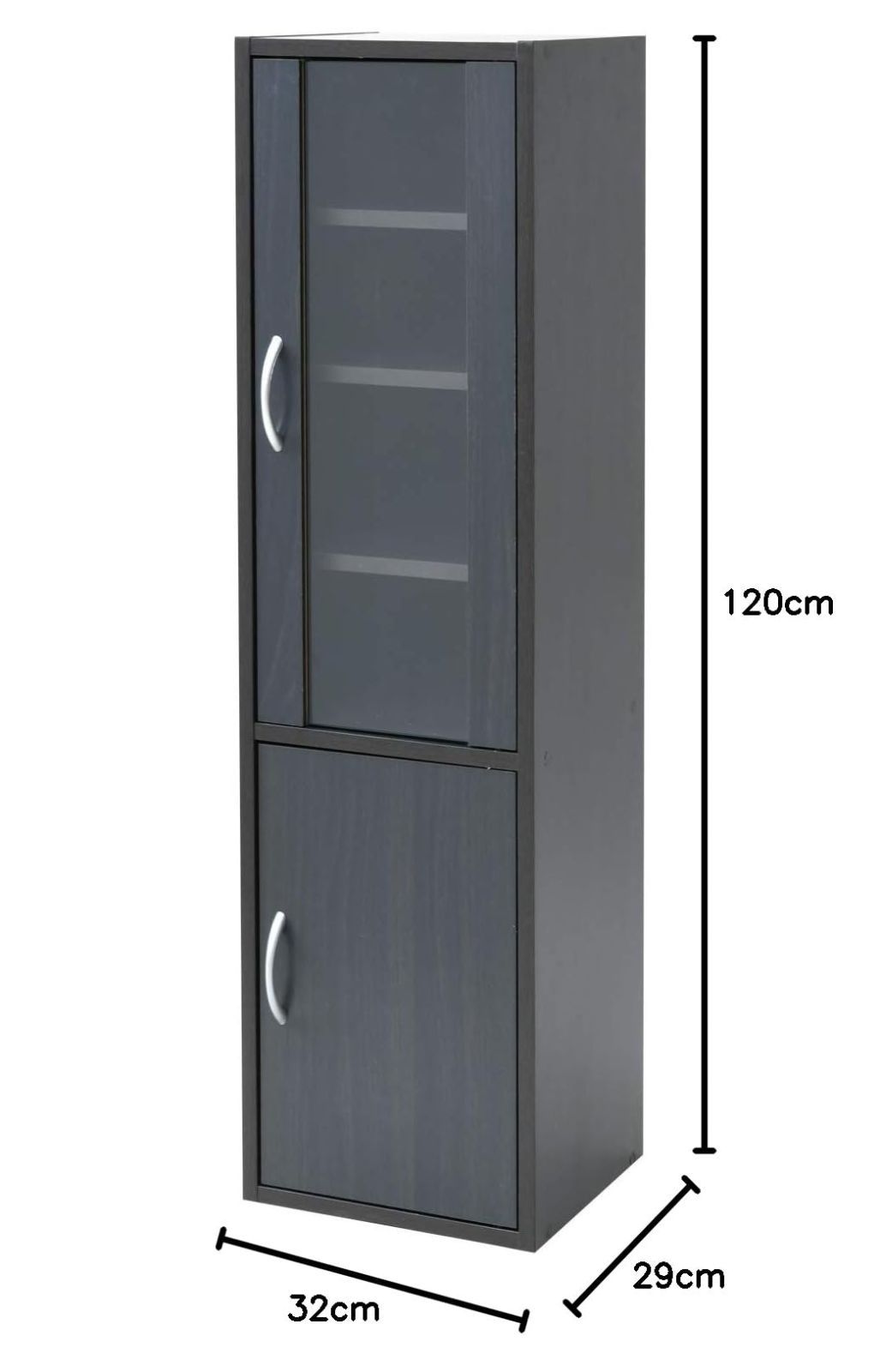 食器棚 スリム 幅32㎝ ハイタイプ 高さ120×奥行29㎝ 扉が左右付け替えられる 棚板高さ調節 山善 YAMAZEN 一人暮らし 組立品 ダークブラウン CCB-1230 DBR