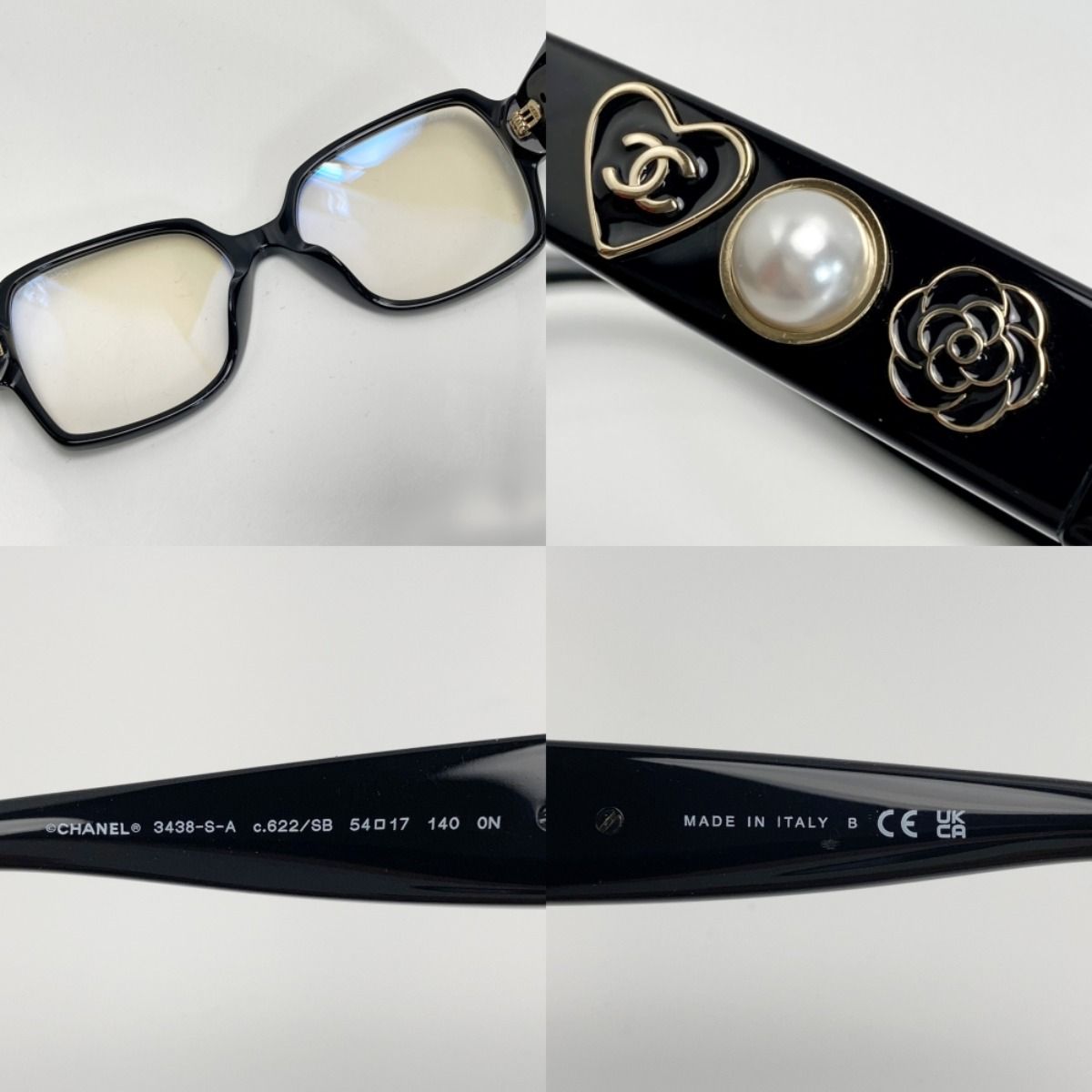 【ランクB】Chanel サングラス カメリア ココマーク 美品 シャネル サングラス カメリア ココマーク 黒x白 COCO