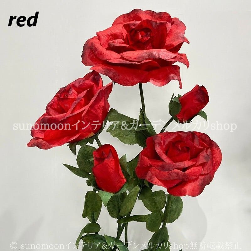 薔薇 フェイク フラワー デコレーション 大きめ 床置き おしゃれ かわいい 巨大 インテリア 造花 結婚式 イベント ディスプレイ 店舗 装飾 白 レッド YUZUMIYA_COM