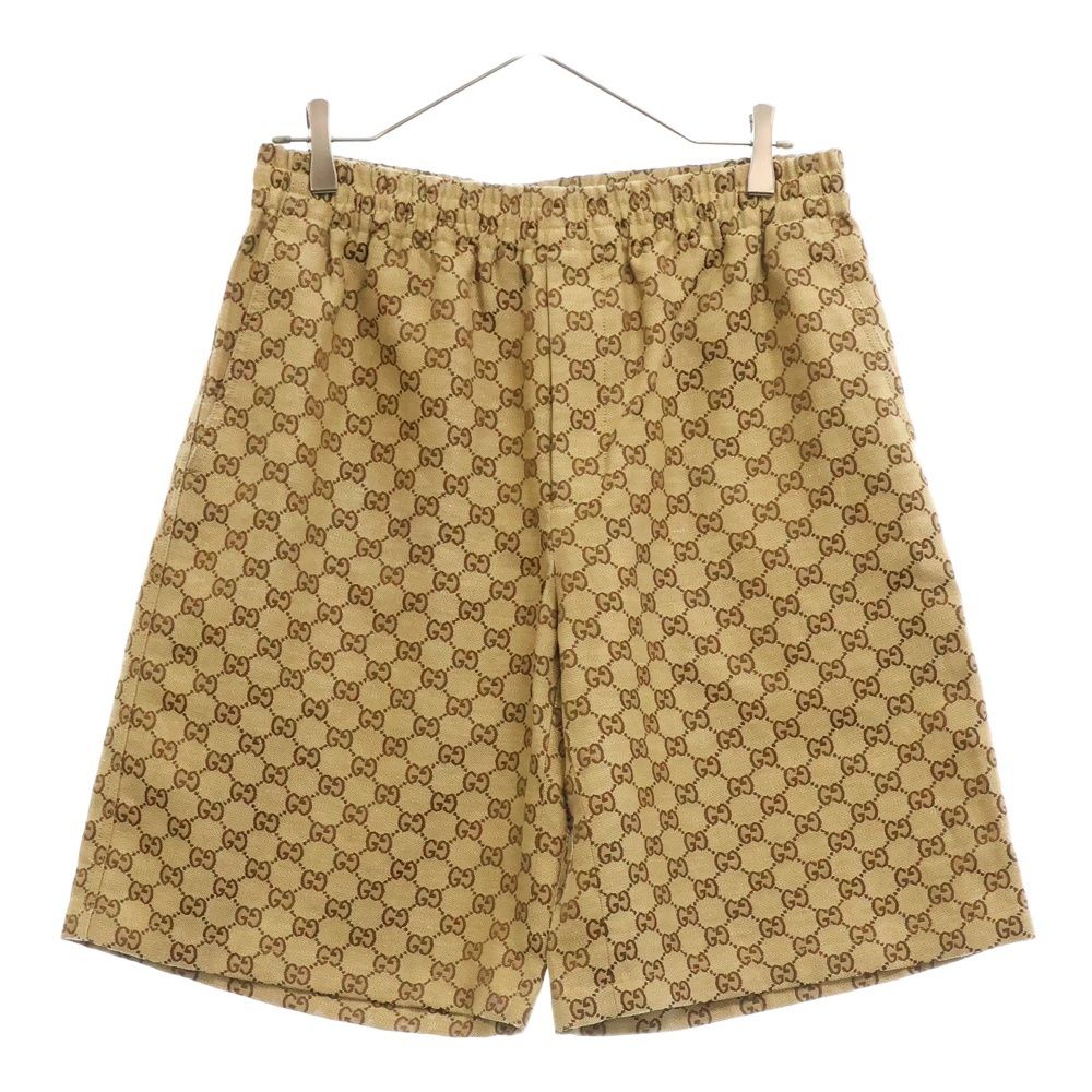 GUCCI グッチ GGスプリーム総柄リネンハーフパンツ ブラウン
