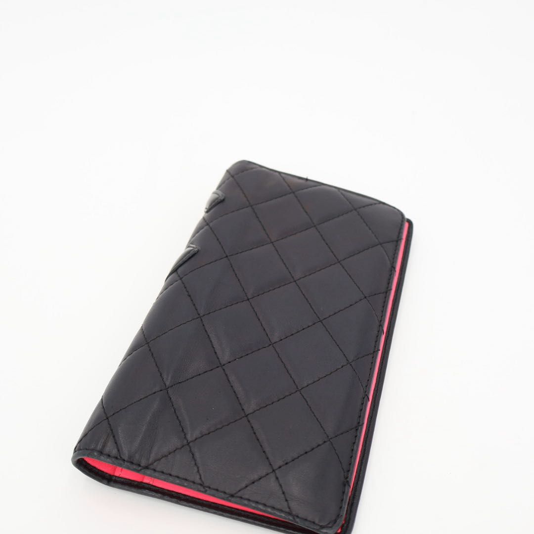 CHANEL カンボンライン 長財布 二つ折り財布 ラムスキン ココマーク シャネル カンボンライン 二つ折り長財布 マトラッセ ココマーク