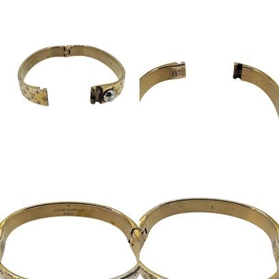中古】 LOUIS VUITTON ルイ・ヴィトン カフ・ナノグラム バングル S