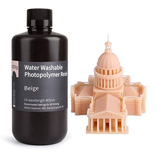 1000g_ベージュ ELEGOO 光造形3Dプリンター用 UVレジン 405nm 水洗い樹脂 1000g 光硬化可能樹脂 LCD 3Dプリンター向け（肌色）