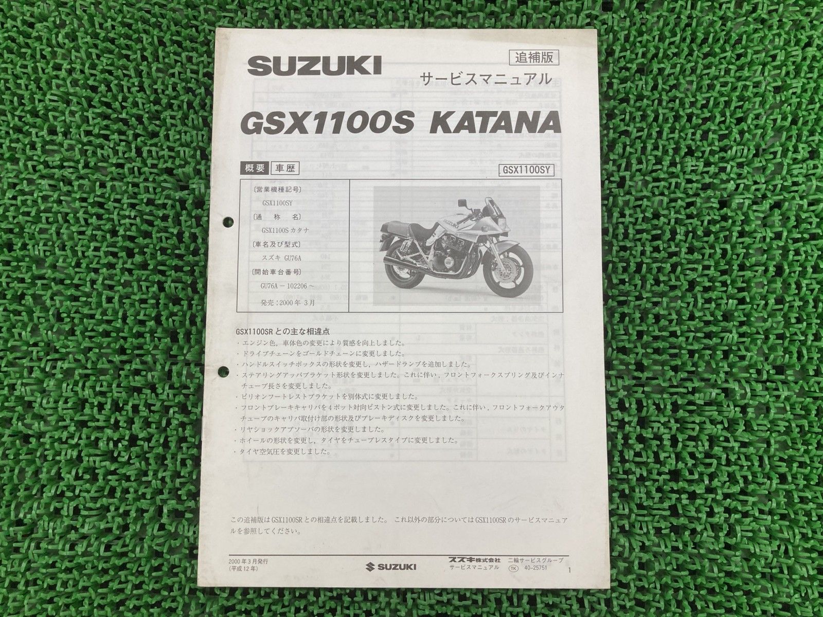 GSX1100Sカタナ サービスマニュアル スズキ 正規 中古 バイク 整備書 