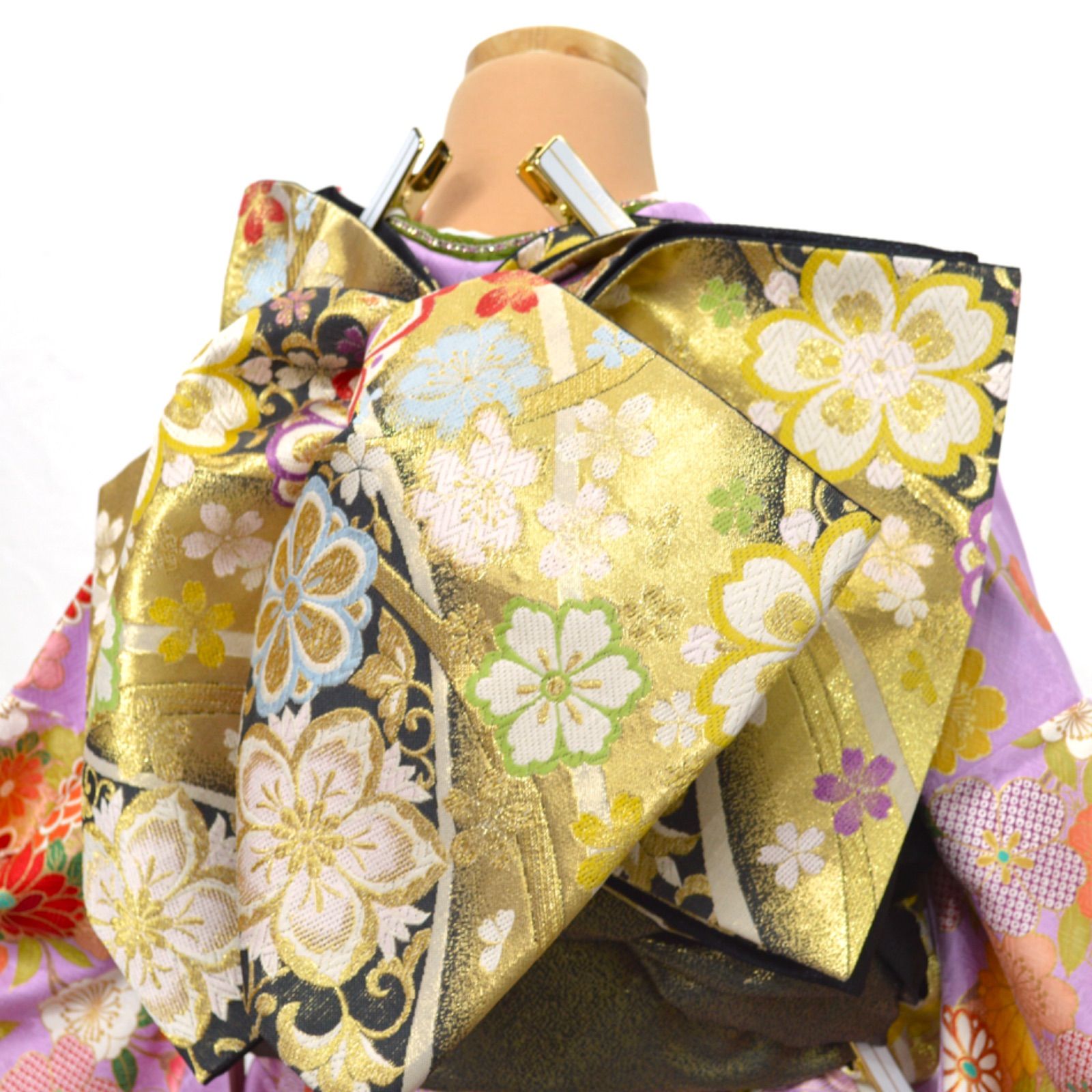 振袖フルセット 成人式 正絹 SS〜Lサイズ 金駒刺繍 パープル
