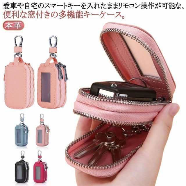 スマートキーケース 未使用 クリア窓付き ダブルファスナー