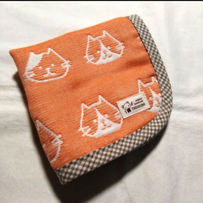 オレンジねこ☆6重ガーゼハンカチ タオル☆ハンドメイド - メルカリ