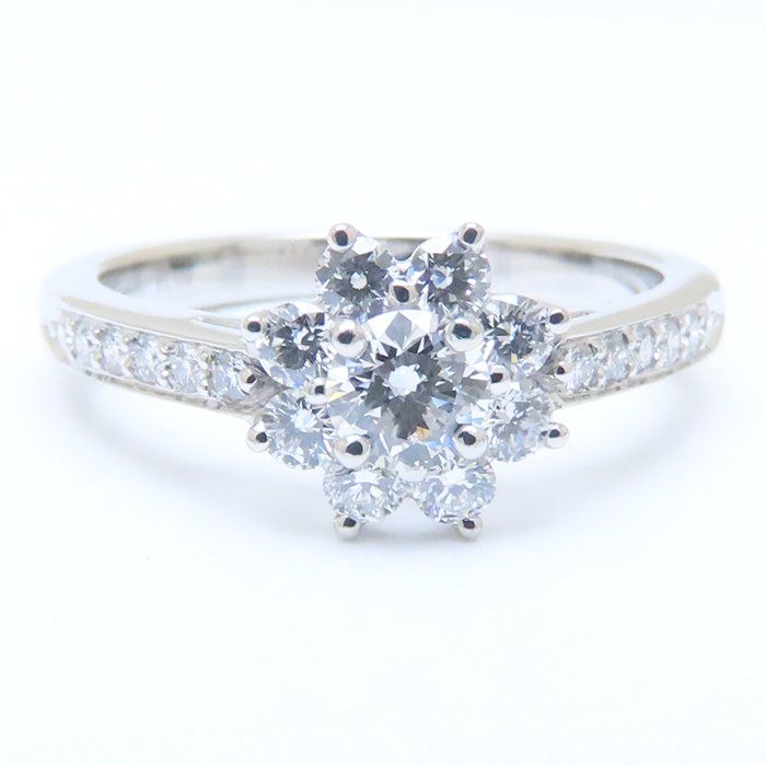 ティファニー フローラ ダイヤモンド リング Pt950 8号 TIFFANY&Co. ティファニー 美品 フローラ ダイヤ リング 8号弱 pt950