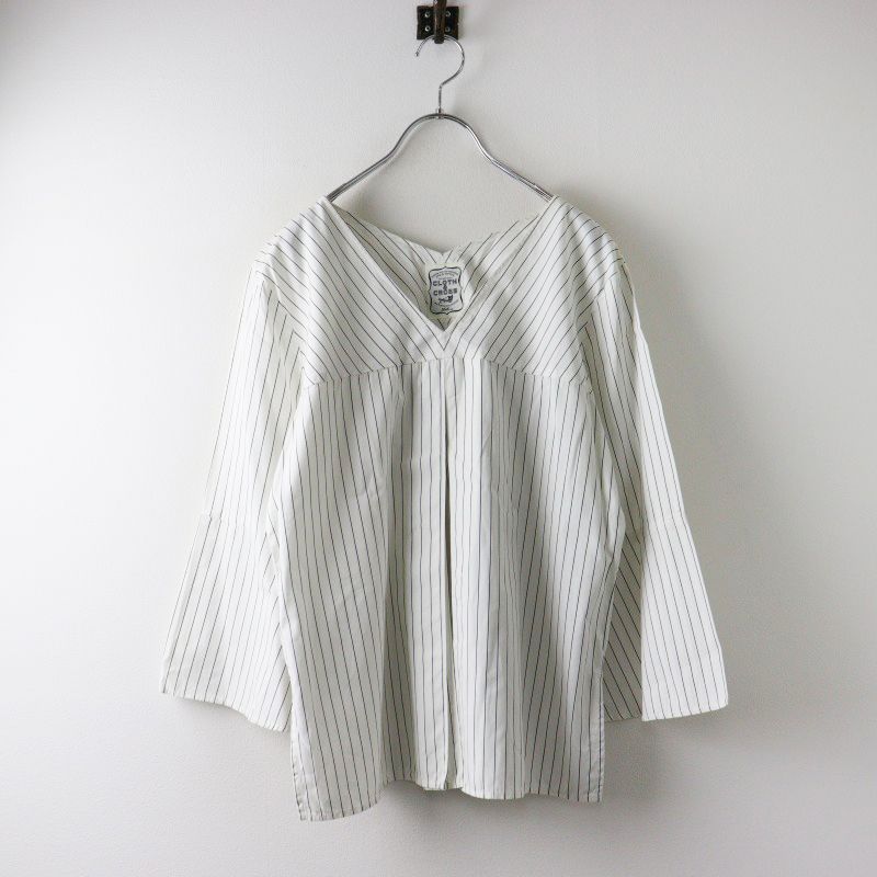 【Cloth＆Cross/ハグオーワー】ストライプブラウス ハグオーワー クロスアンドクロス HUG O WaR Cloth&Cross Vネック