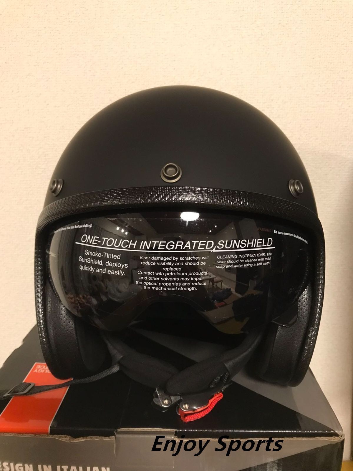 FRP艶消しブラックジェットヘルメットXL59-60cm内蔵レンズ人気ジェットヘルメット トレロヘルメットバイクヘルメット