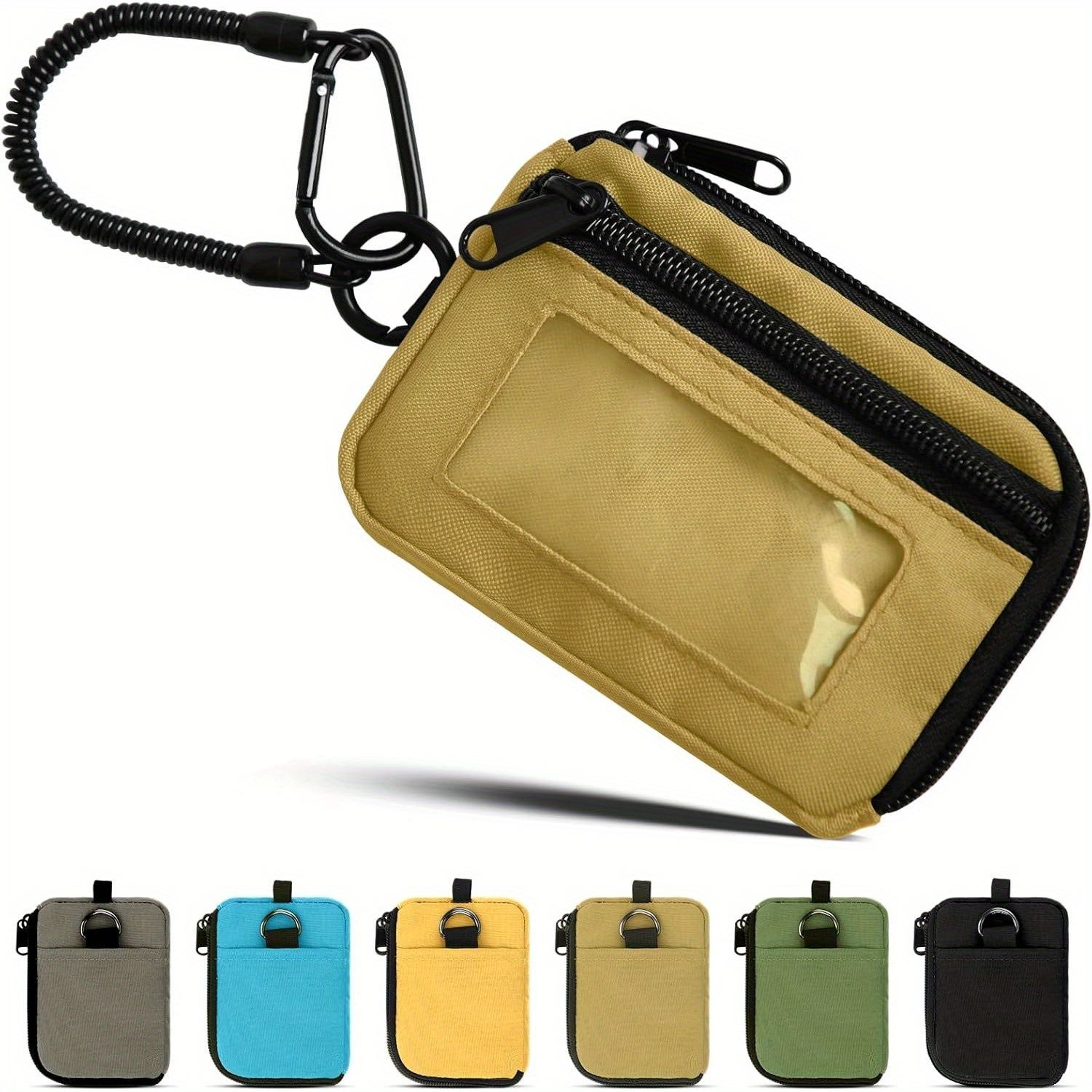 パスケース ナイロン製 カジュアル パスケースウォレット カラビナ付き 軽量 ミニコインパース コード付き