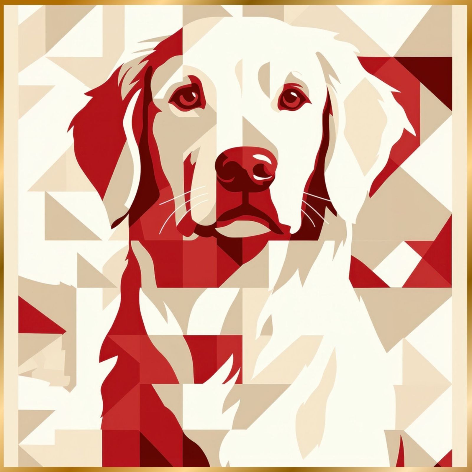 Red Passion - ゴールデンレトリバー犬 No.1 ミニマリスト ミニマリズム シンプル インテリアアート ペットロス うちの子 記念日 アートポスター 犬の絵 犬のイラスト ギフト プレゼント