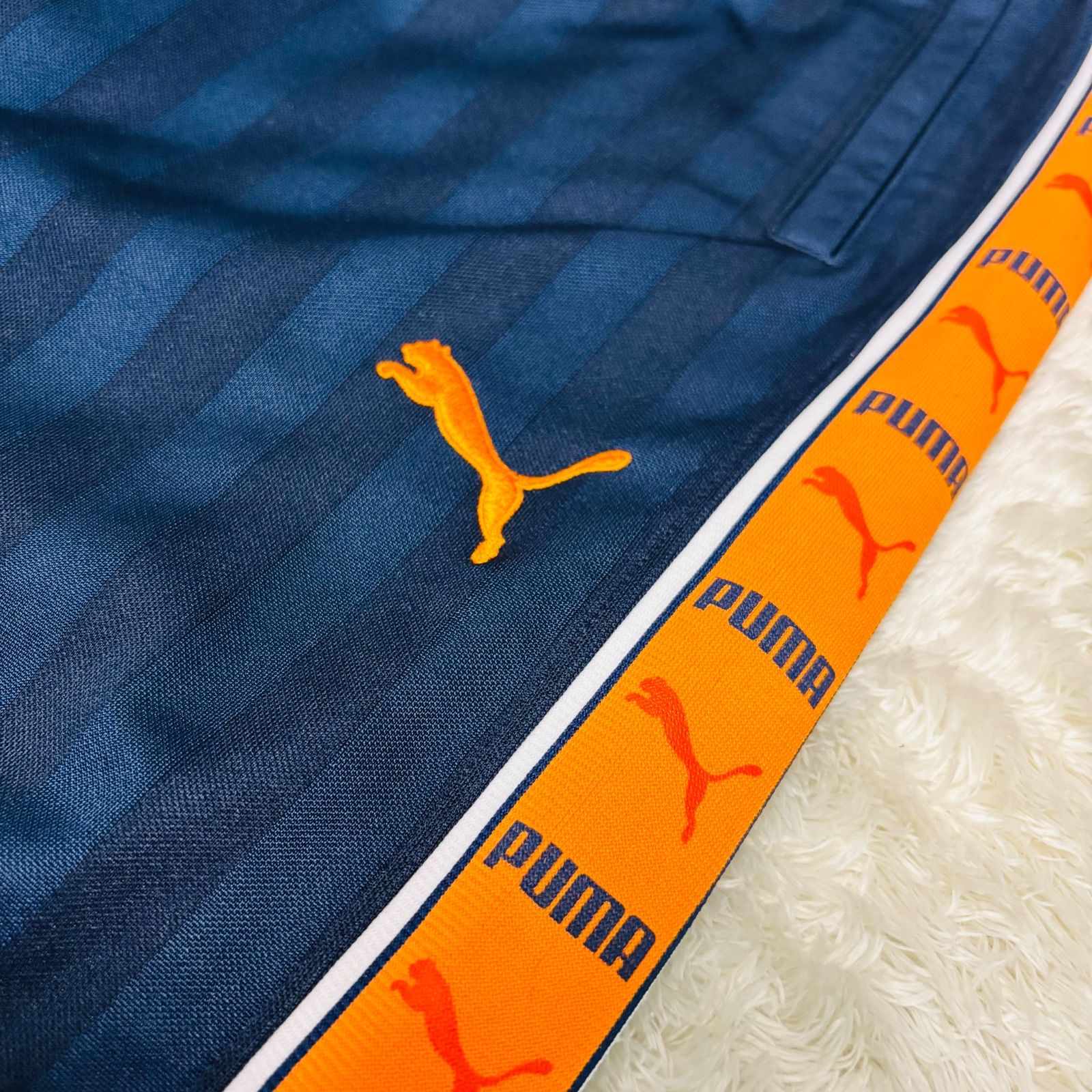 プーマ ジャージ セットアップ デカロゴ　ネイビー×オレンジ　Y2K PUMA プーマ ジャージ トラックジャケット オレンジ Y2K 古着