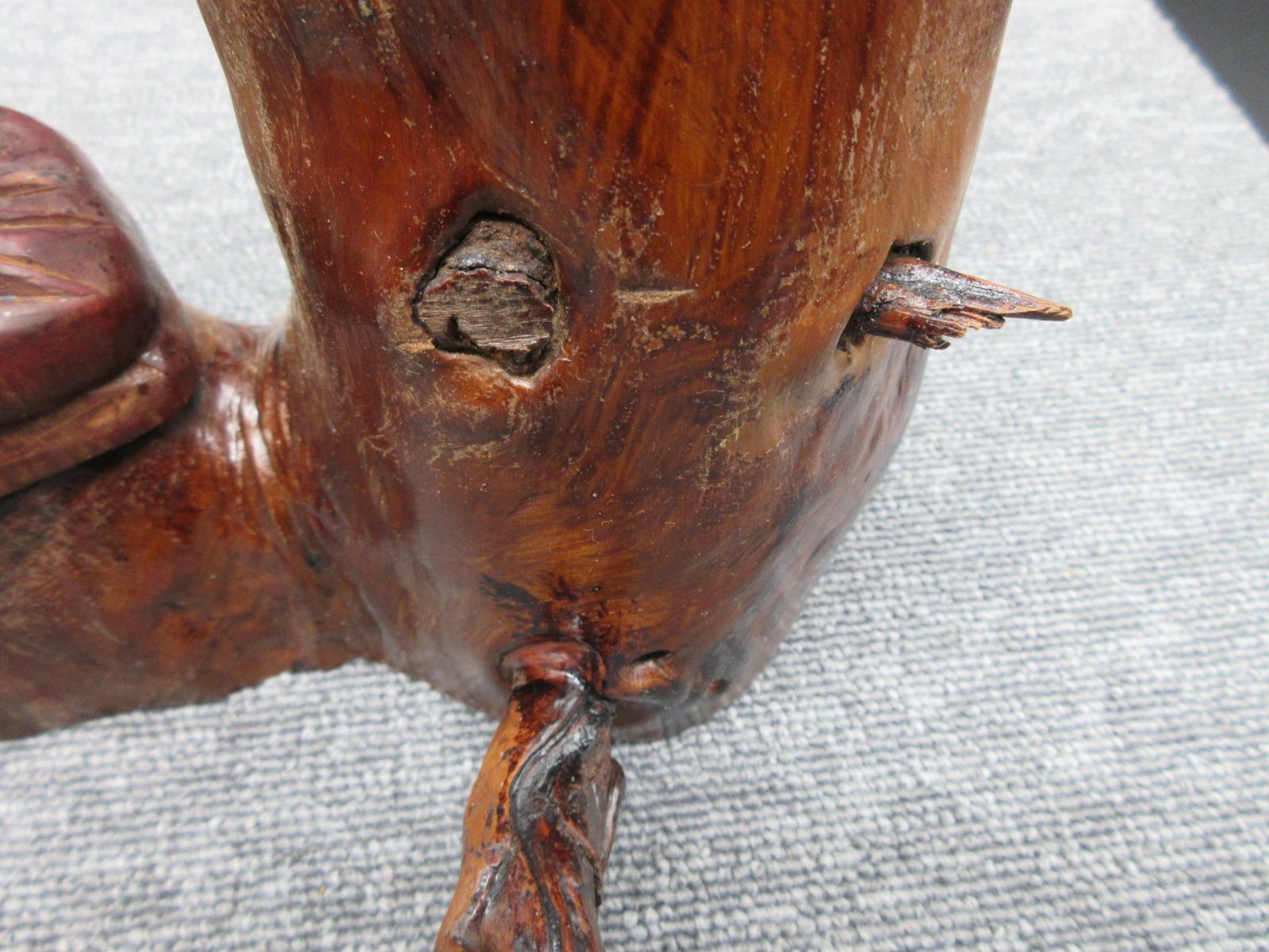 木彫り 彫刻 鶴 つる ツル 2羽 特殊造形台付 置物 アンティーク レア物