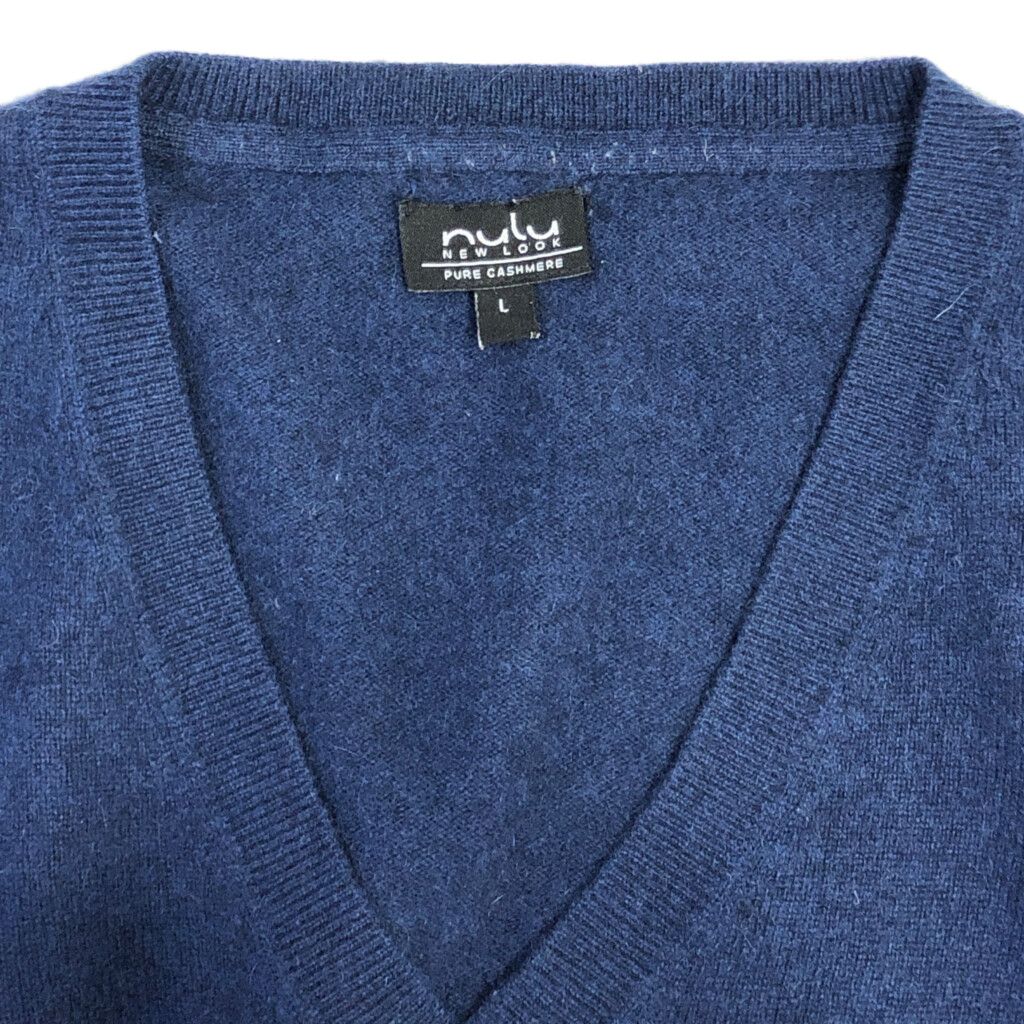 nulu Vネック カシミヤ ニット セーター ネイビー (レディース L) 中古 古着 S4006 nulu Vネック カシミヤ ニット セーター ネイビー (レディース L