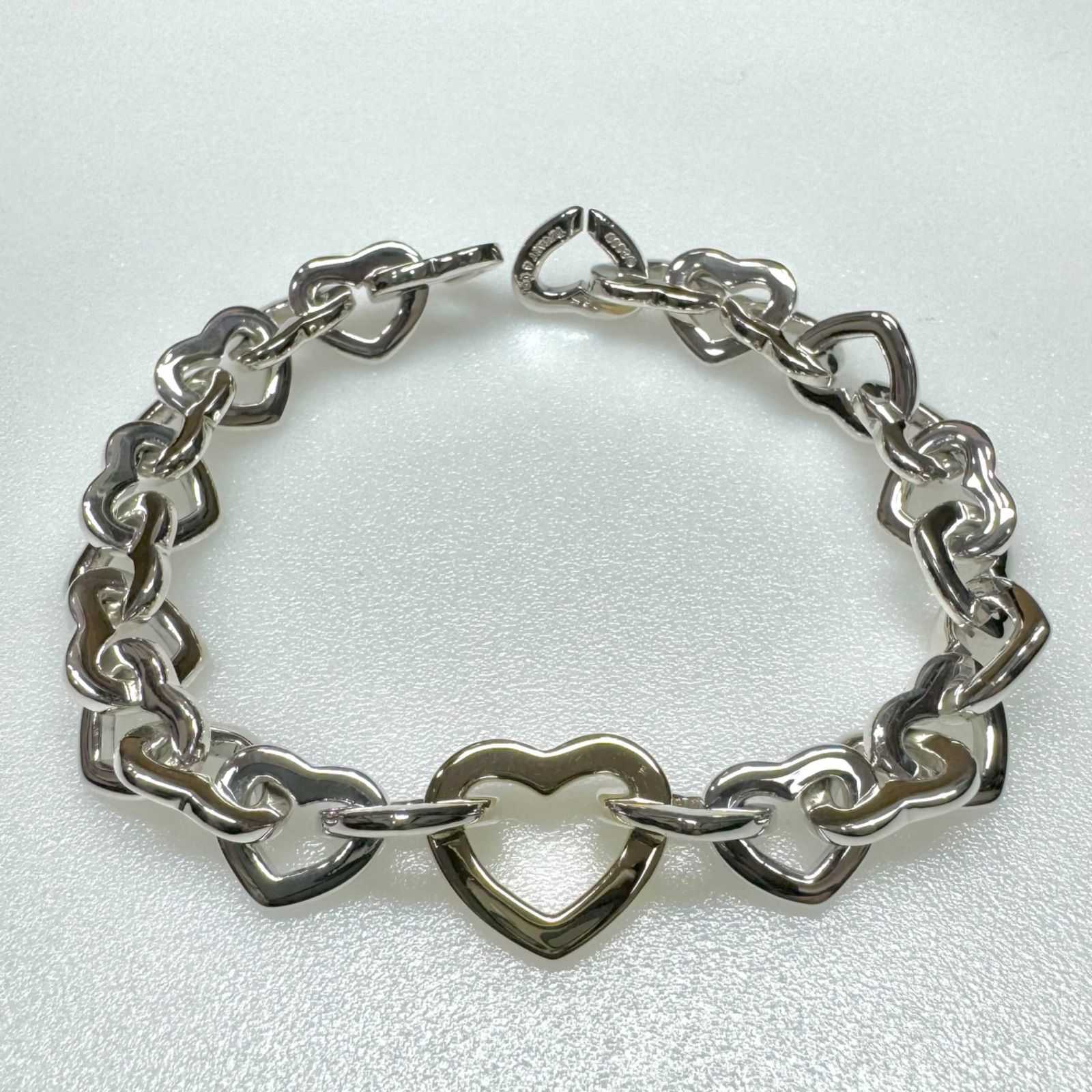 Tiffany &Co.sv/k18 ハート リンク コンビ ブレスレット シルバー925 