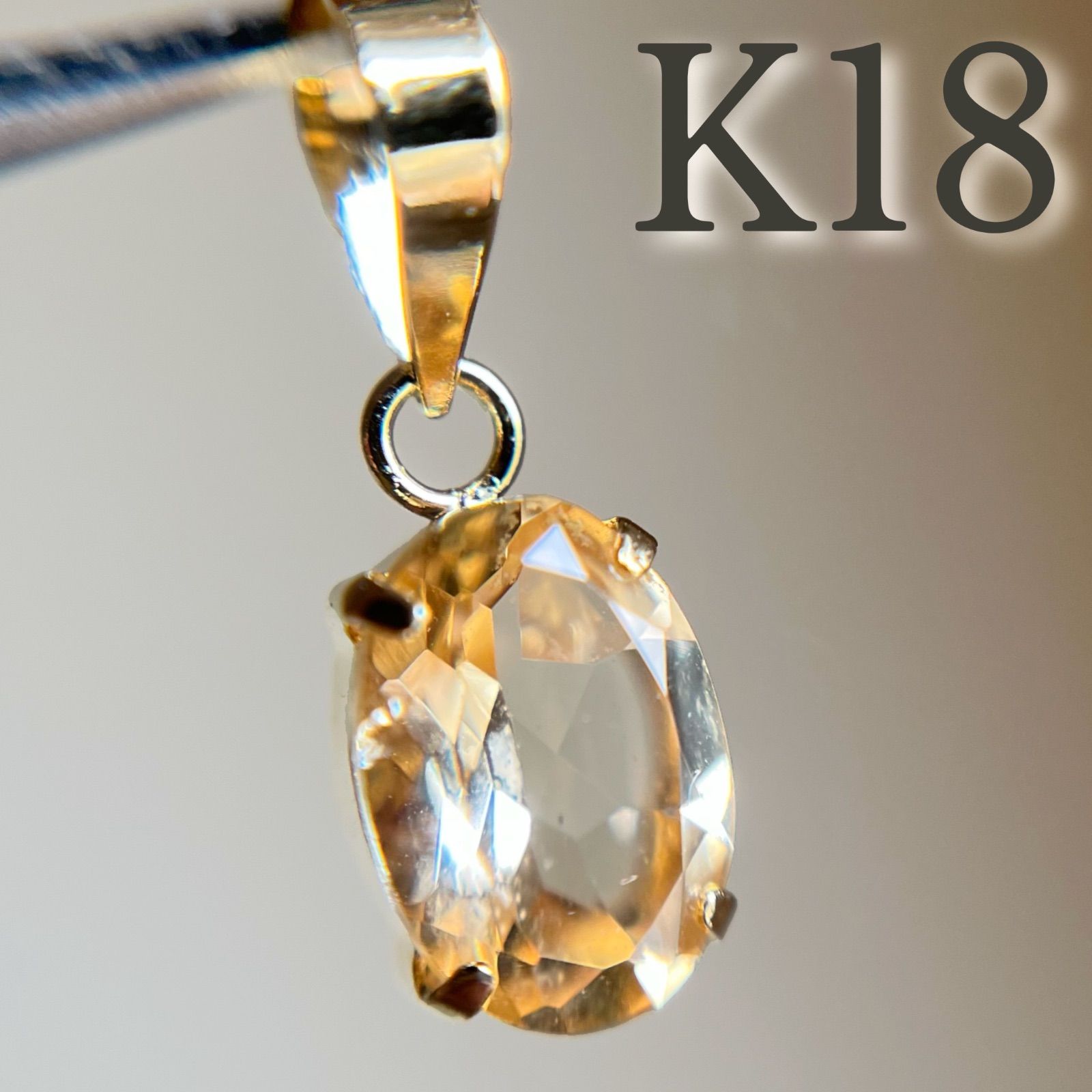 K18PG インペリアルトパーズ ダイヤモンド チャーム　ペンダントトップ インペリアルトパーズ/ダイヤモンド K18ネックレス(11月誕生石