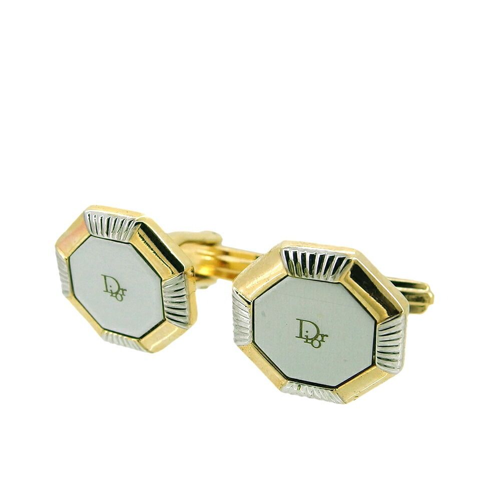 【X'masセール★30%OFF】ディオール Dior カフスDiorロゴ ゴールド　シルバー　ホワイト レディース 中古 ディオール Dior カフス Diorロゴ ゴールド シルバー ホワイト