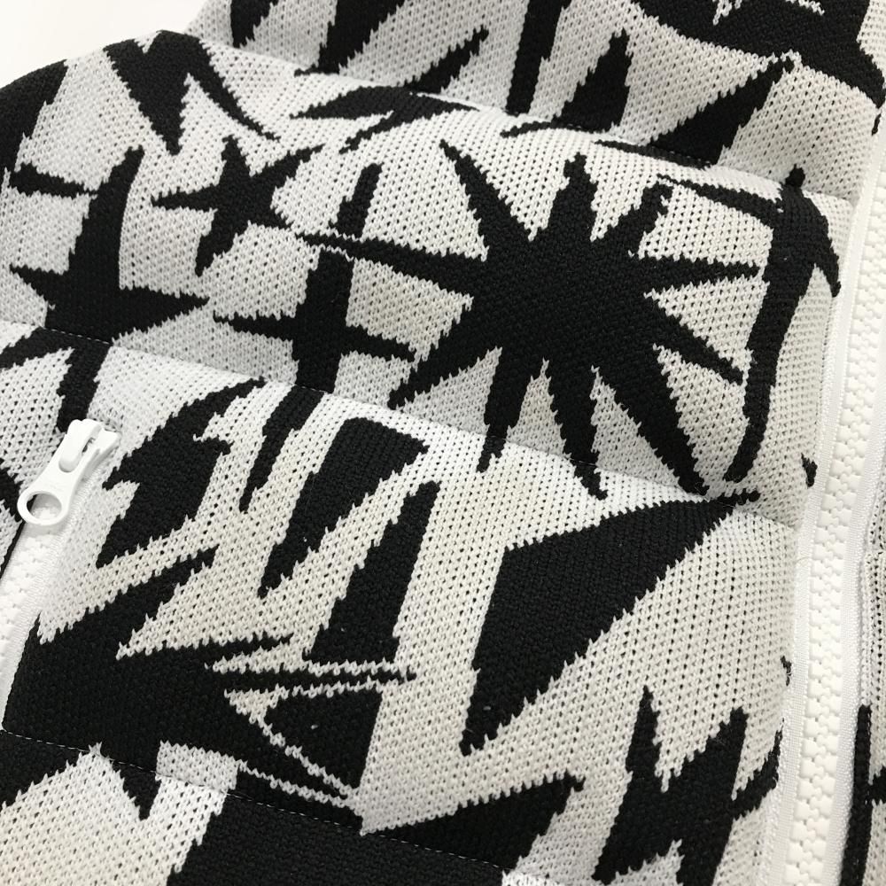 ファイナルセール開催中！ パーリーゲイツ ダウンベスト 白×黒 総柄 ニット レディース 0 S ゴルフウェア 2025年モデル PEARLY GATES 品質保証 ！