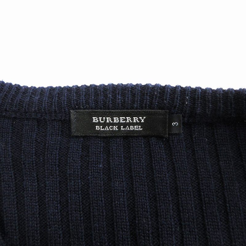 希少！BURBERRY BLACK LABEL 迷彩 ニット ！ホースロゴL 希少L(3