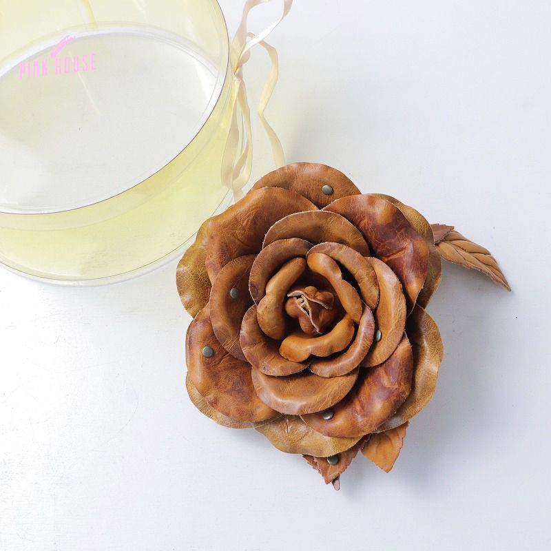 美品 希少 ピンクハウス PINK HOUSE レザーローズコサージュ/ブラウン