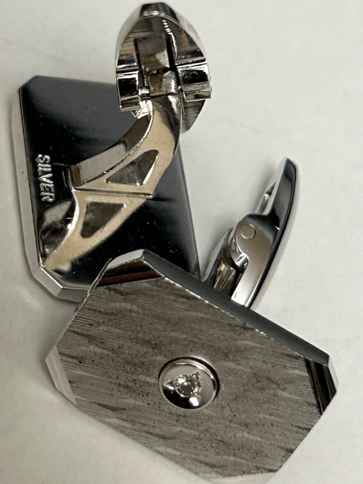 90年代SILVER刻印ボディーマテリアルダイヤモンドトップCUFF LINKS