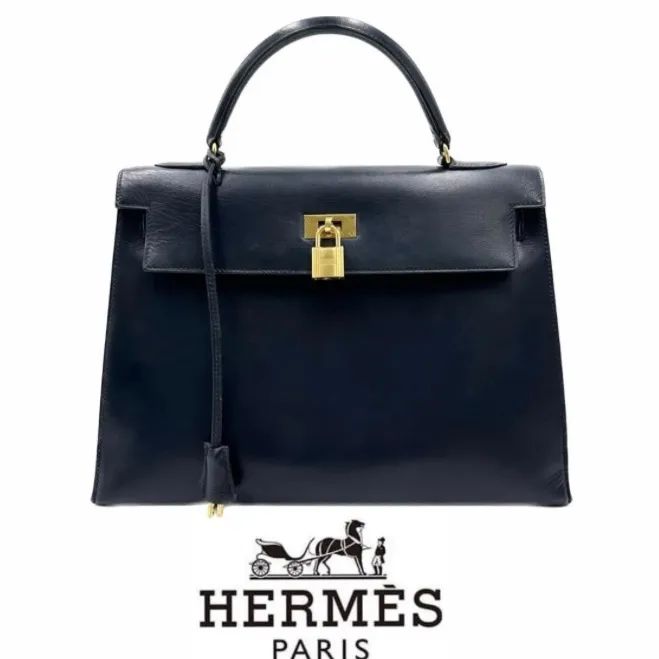 美品】 ◎ HERMES エルメス ケリー32 ボックスカーフ ゴールド金具 ハンドバッグ ネイビー 紺 製造番号あり 本革 レザー メンズ  レディース 男女兼用 ユニセックス ビンテージ ヴィンテージ vintage 70s 80s 90s レトロ 定番 - メルカリ