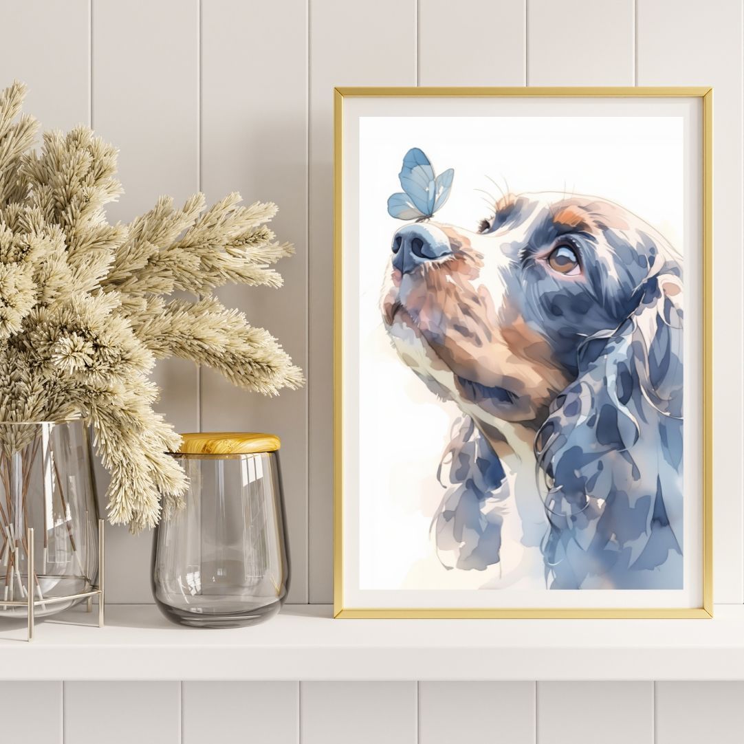 蝶犬戯舞 - アメリカン・コッカー・スパニエル犬の子犬 No.3】春・蝶・子犬・アートポスター・犬の絵・犬の絵画・犬のイラスト 蝶犬戯舞 -  アメリカン・コッカー・スパニエル犬の子犬 No.4】春・蝶・子犬・アートポスター・犬の絵・犬の絵画・犬のイラスト 名入れOK【犬と ..., image size:1082x1082