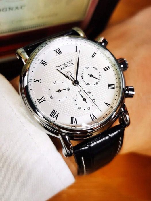 腕時計 メンズ 機械式 1個 メンズファッションビジネス自動巻き機械式腕時計 マルチファンクション ミニダイヤル デイト表示 レザーバンド スポーツメンズ腕時計 トップブランド ラグジュアリーギフト付き箱入り