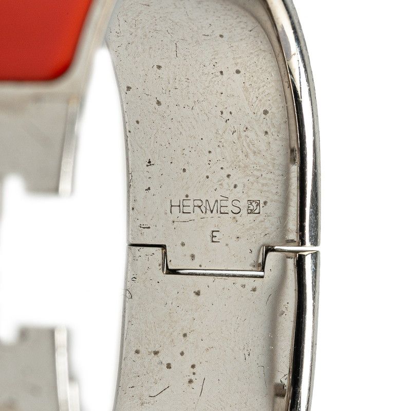 エルメス メタルクリックH PM ブレスレット シルバー オレンジ エルメス クリッククラックH PM オレンジ シルバー メタル