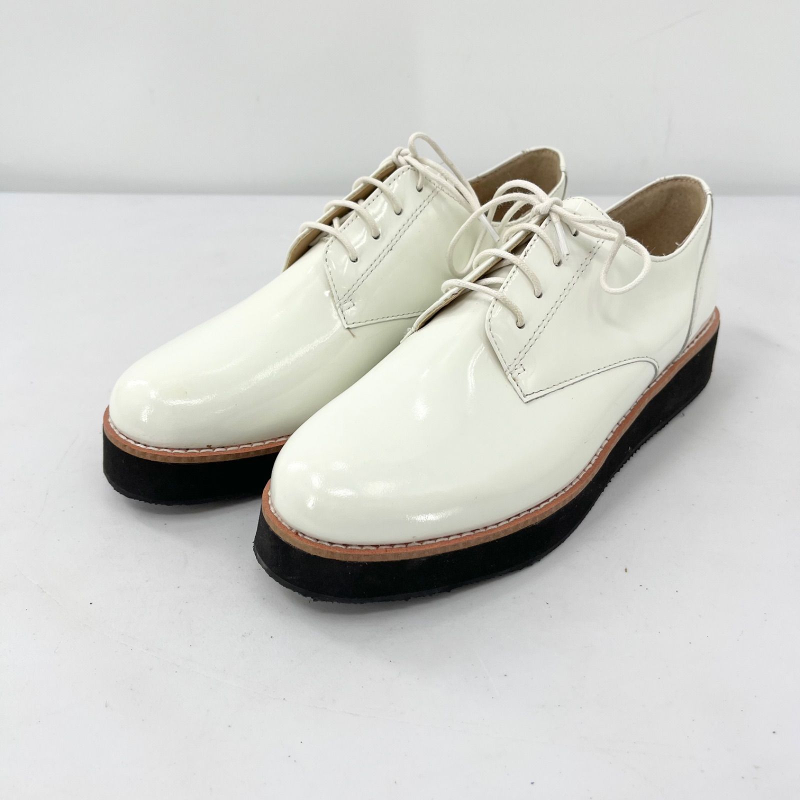nouer ヌエール レースアップシューズ ホワイト 白 レディース 23.5cm ローヒール 革靴