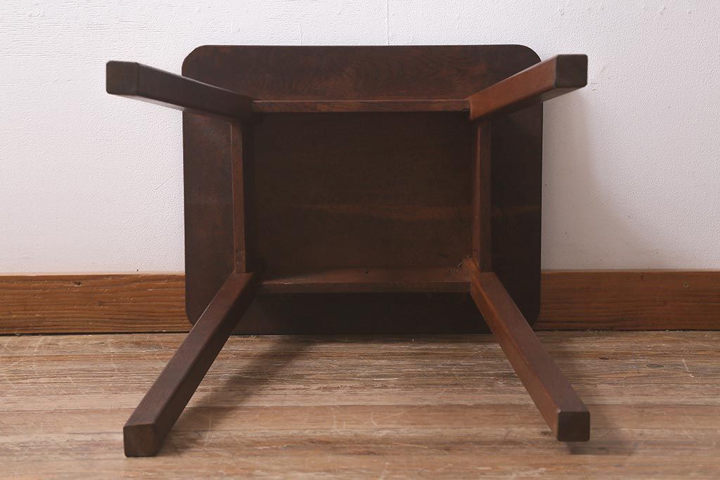 サイドテーブル ナラ材 和製 アンティーク R-042846