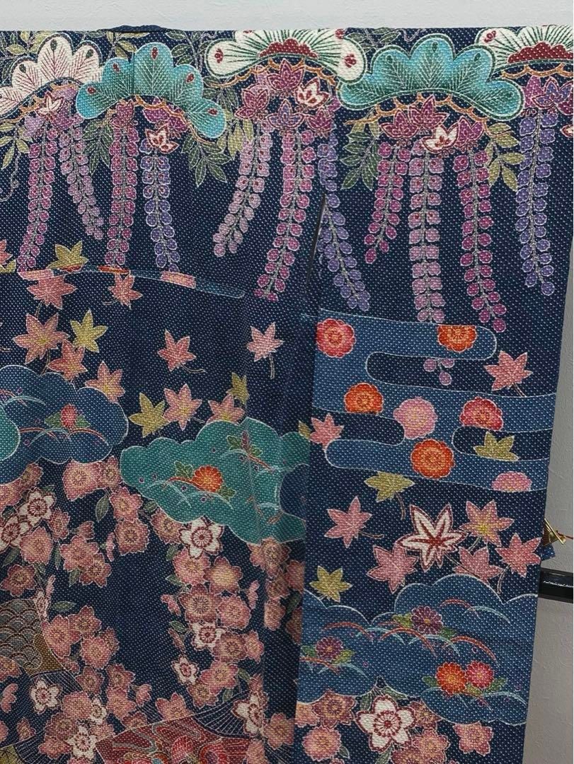 藤娘きぬたや 総絞り 振袖 豪華 裏打ち済 身丈154cm パールトーン加工済