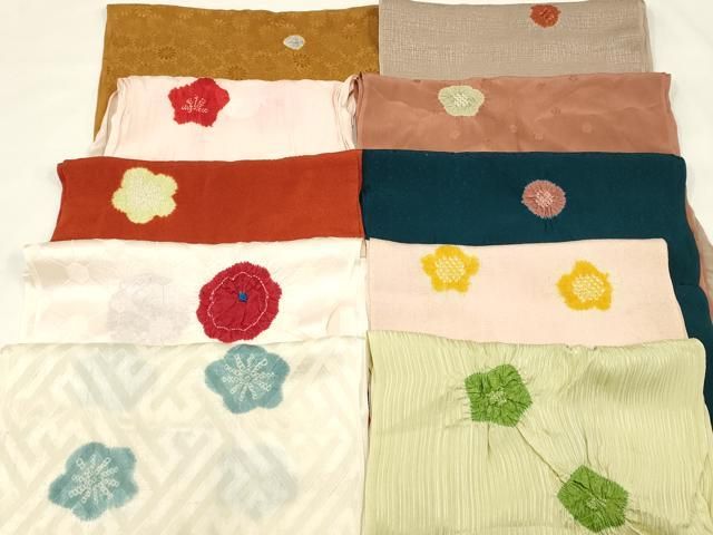 平和屋着物☆和装小物 帯揚げ10枚セット 部分絞り 中抜き 花柄