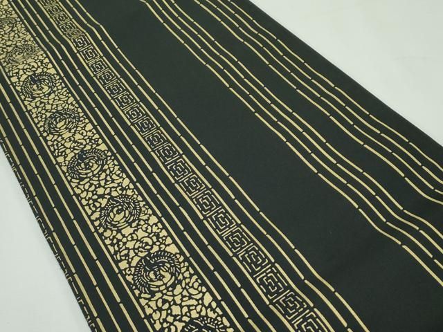 平和屋本店□極上 手染屋 吉兵衛 両面 全通柄袋帯 紬地 ふくら雀 笹竹  