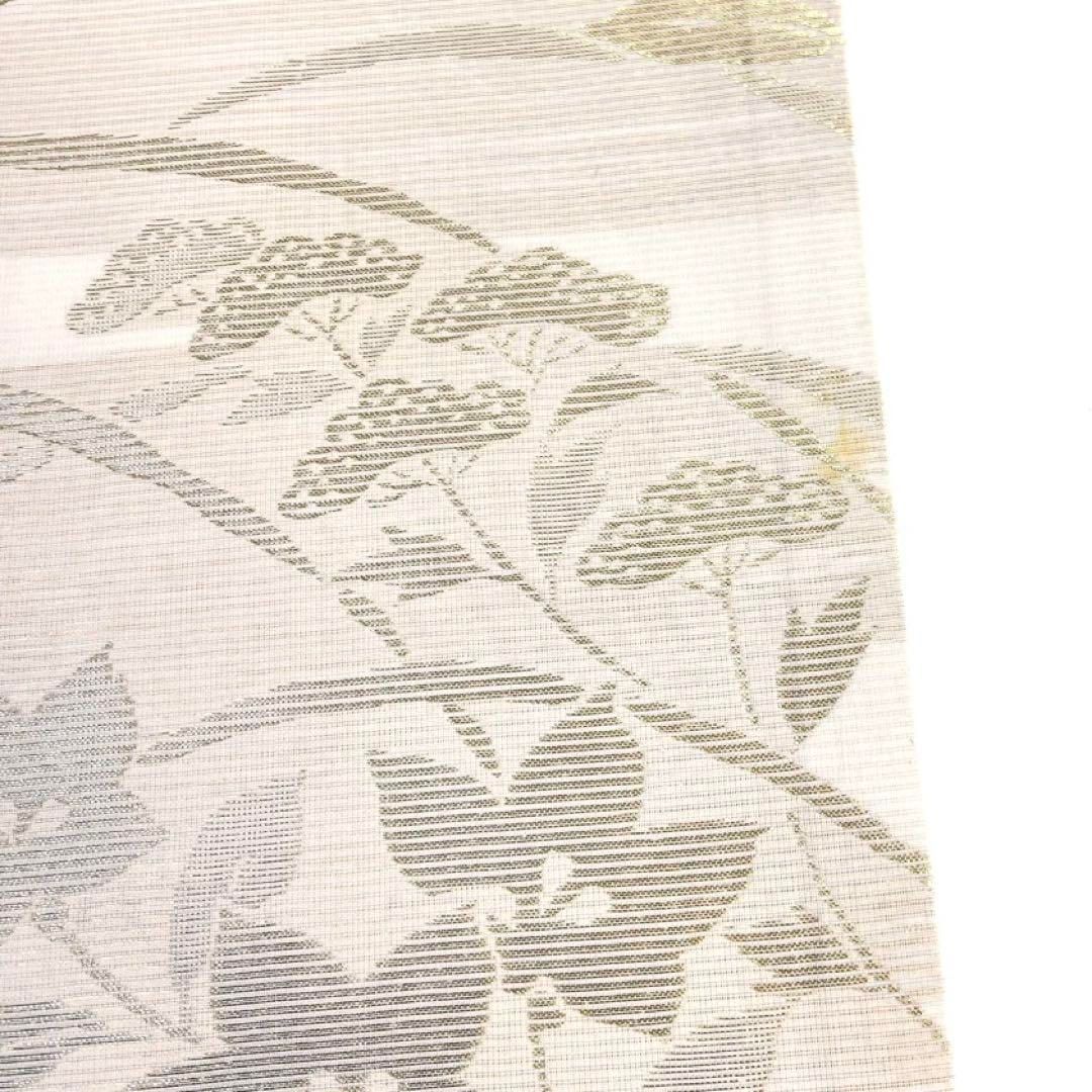 袋帯　夏用　絽　桔梗　芝草　夏着物　白地　ゴールド　着物　041a d 袋帯 夏用 絽 桔梗 芝草 夏着物 白地 ゴールド 着物 041a d