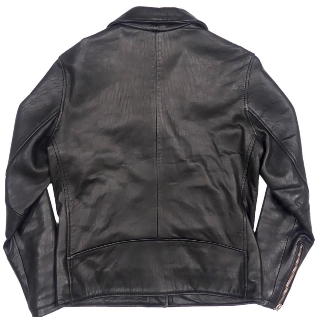   ブラックジャケット S ライダースジャケット 本革 ダブル レザー S 黒 バイク ブラックHN1681