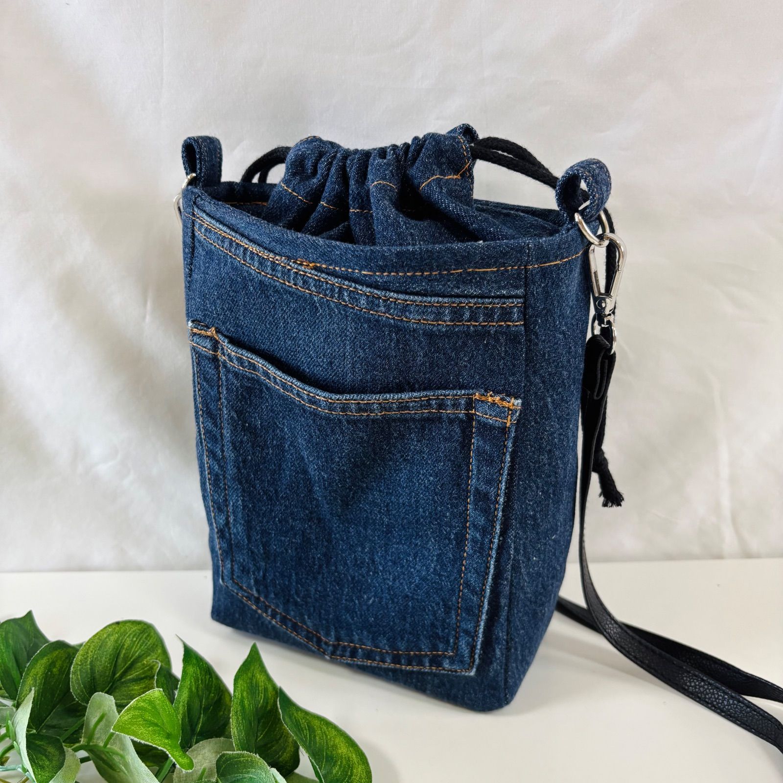 デニム*リメイク♪ダブルスクエアショルダーバッグ❥ハンドメイド❥ ハンドメイド デニムリメイク スクエアショルダーバッグ - メルカリ