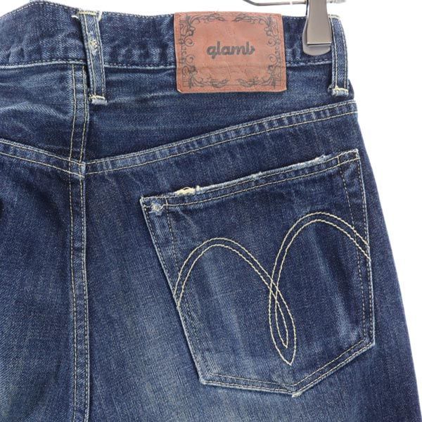 グラム 裏リベット ストレートデニムパンツ 1 glamb ボタンフライ 