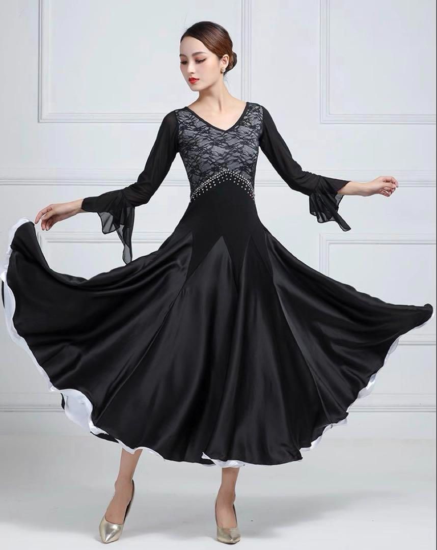 スポーティな ♥ 黒×黄色ツートンカラーワンピース スタンダード練習着 ダンスパーティーにも 【週替わりSALE】