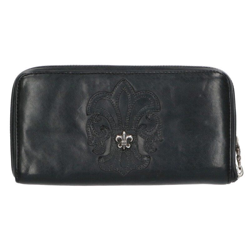 クロムハーツ REC F ZIP BS BSフ 装飾ラウンドジップレザーウォレット財布 メンズ