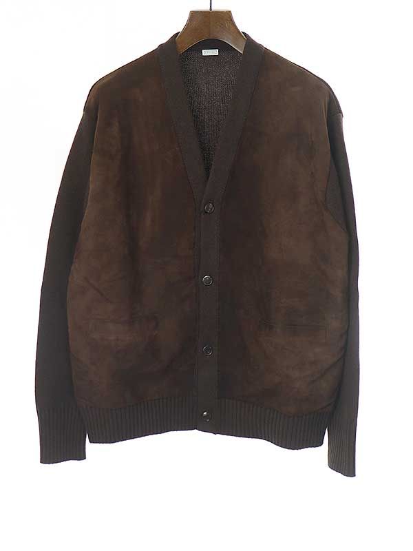 A.PRESSE ア プレッセ 23SS Cashmere Leather Combination Cardigan 