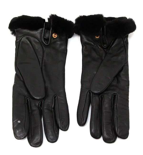 ディオール Dior 手袋 ロゴ ♯25サイズ レザーステッチ ブラック